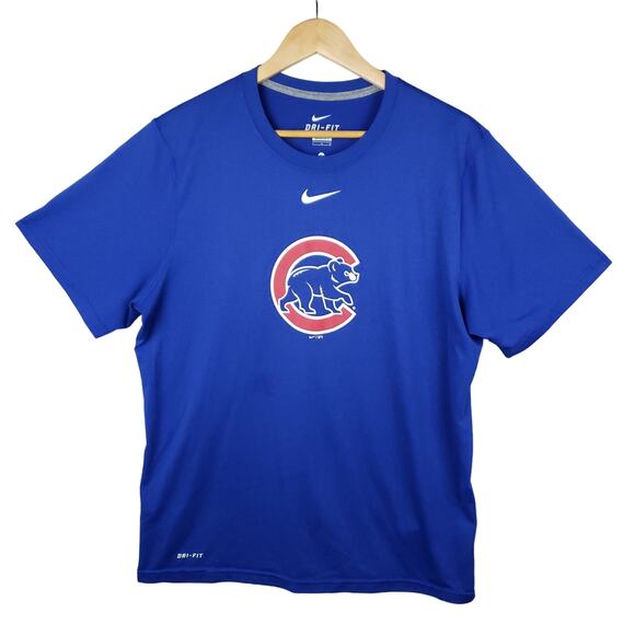 Chicago Cubs Nike Dri-Fit T-Shirt Sz Large Cub Logo MLB Blue Baseball Apparel - Picture 2 of 8